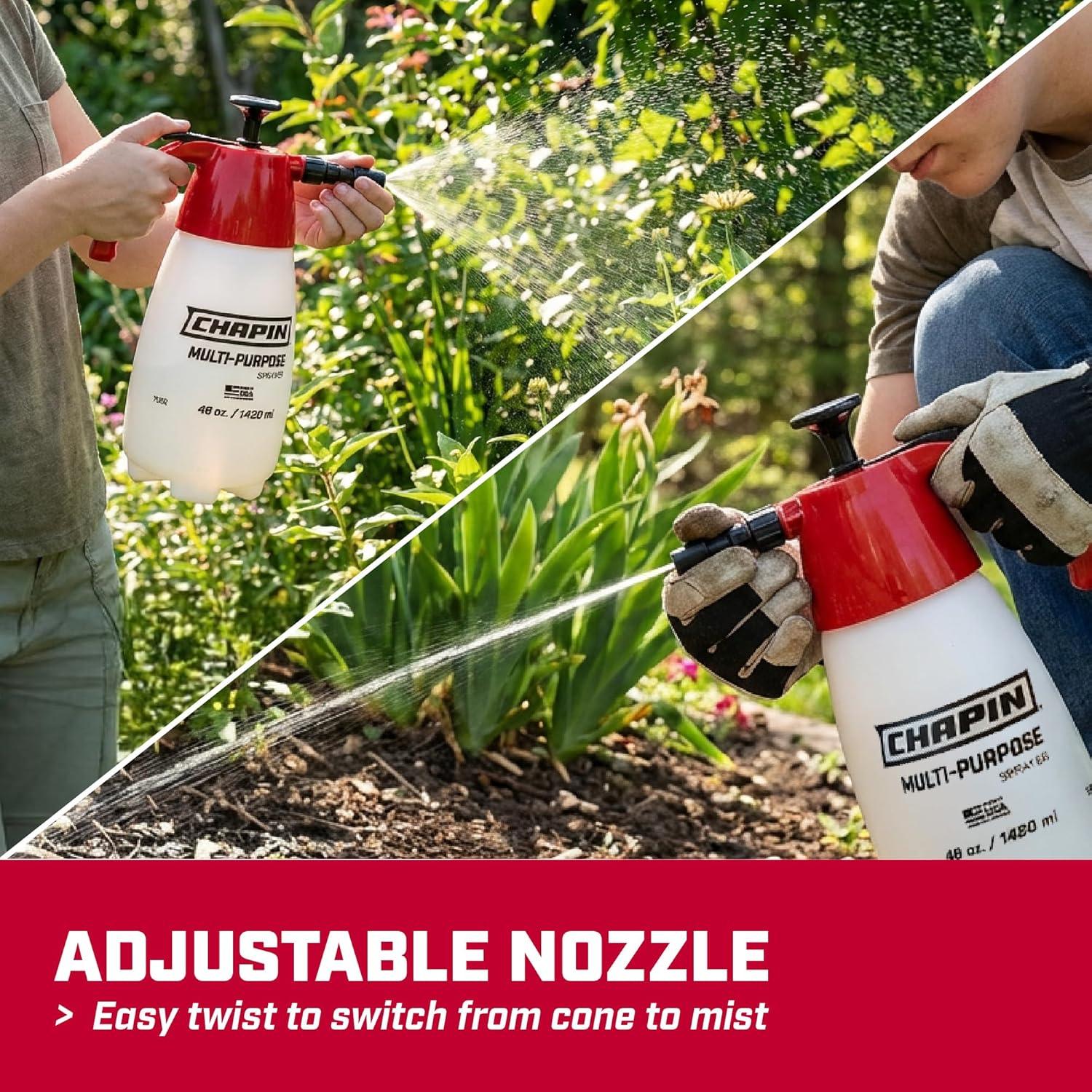 image:imageChapin 10022 Handheld Pump Sprayer 48oz MultiPurpose Translucent Poly Tank WideMouth Opening Adjustable Cone Nozzle amp AntiClog Filter for Weed Fertilizer amp Pest Applications 2 PackMultiPurpose