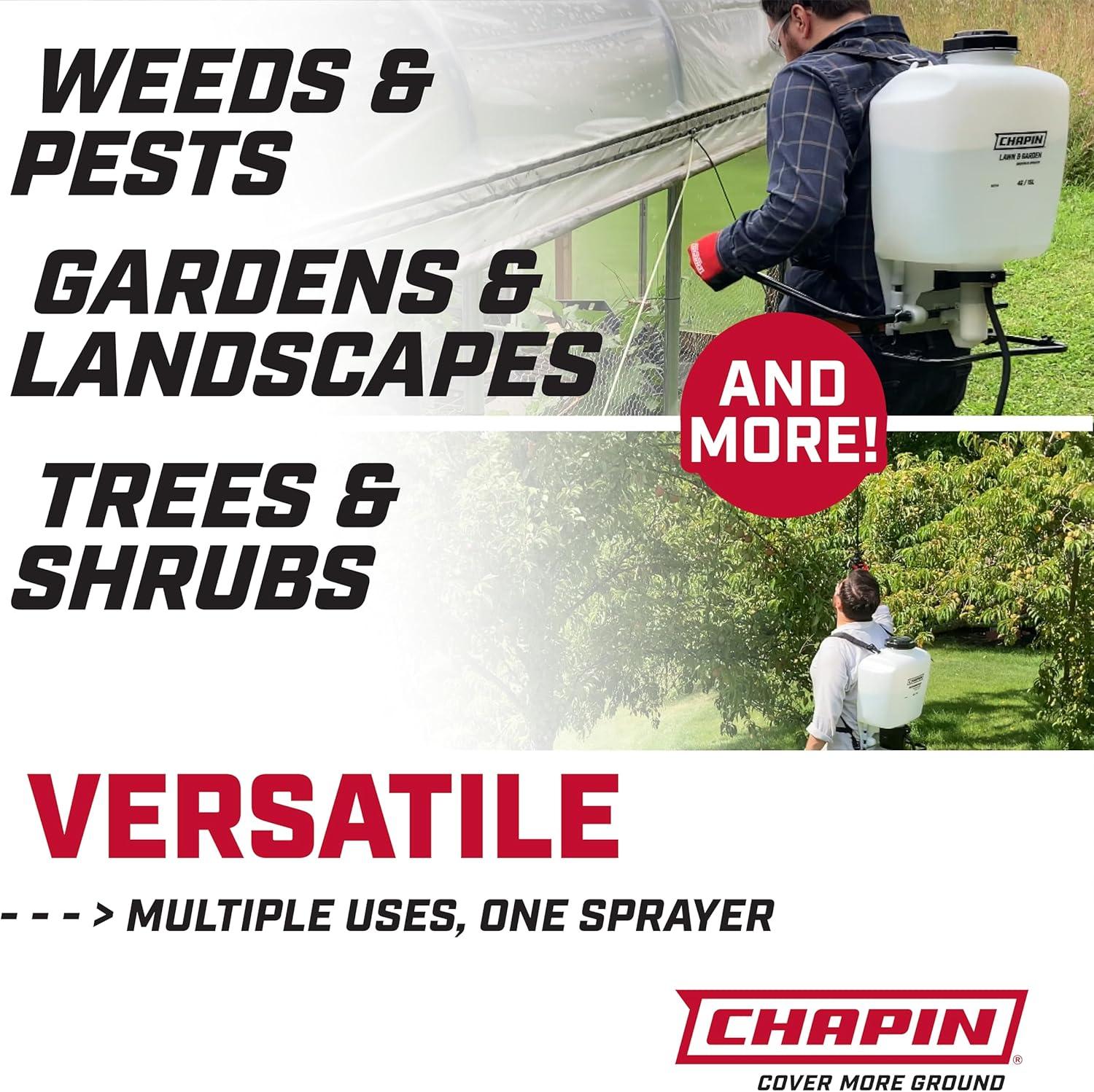 image:imageChapin 60114 Backpack Sprayer 4Gallon Pump Sprayer Translucent Poly Tank 3Stage Filtration Adjustable Poly Cone Nozzle amp 20 Wand for Lawn amp Garden Weed Pest amp Fertilizer ApplicationsSprayer