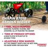 image:imageChapin 8701B Garden Push Seeder Planter with 6 Seed Plates for up to 20 Varieties of Seeds Zinc Plow Blade Row Marker Powder Coated Steel Frame RedBlack