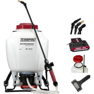 image:imageChapin 63924 Backpack Sprayer 4Gallon 24V BatteryPowered Translucent Poly Tank 6 WideMouth Opening 3Stage Filtration amp Adjustable BrassPoly Nozzles for Fertilizer Weed amp Pest ApplicationsRechargeable