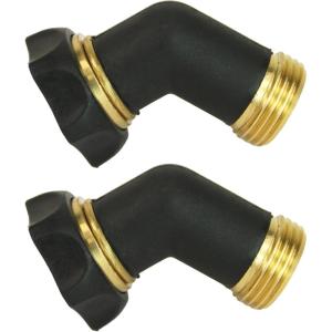 image:imageChapin 69478 Gooseneck Hose Coupling for Lawn amp Garden Sprinklers Zinc and Brass Threaded Connection Rubber Washer Black Set of 22Pack