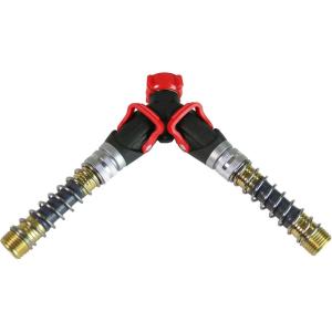 image:imageChapin 69482 Deluxe 2Way Shutoff Hose Connection with KinkFree Extensions Fits Standard Garden Hoses Metal and Plastic Construction with ShutOff Valves LeakFree Dual Water Flow12 inches