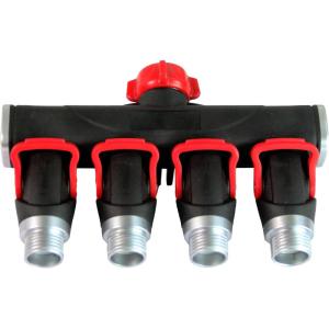 image:imageChapin 69483 Deluxe 4Way Shutoff Hose Connection Fits Standard Garden Hoses Metal and Plastic Construction with ShutOff Valves LeakFree High Volume Water Flow for Landscaping and Outdoor Use