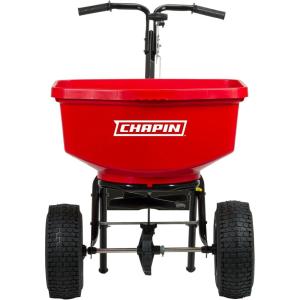 image:imageChapin 8303C Made in the USA 100 lb Contractor Turf Broadcast Spreader with Enclosed Gears System Rugged Powder Coated Steel Frame 12 Inch Tire Includes Rain Cover and Grate RedRed