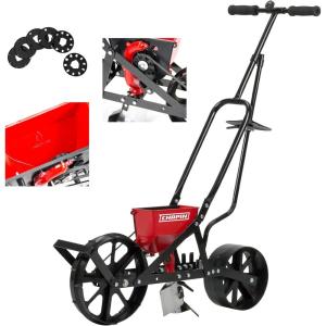 image:imageChapin 8701B Garden Push Seeder Planter with 6 Seed Plates for up to 20 Varieties of Seeds Zinc Plow Blade Row Marker Powder Coated Steel Frame RedBlack