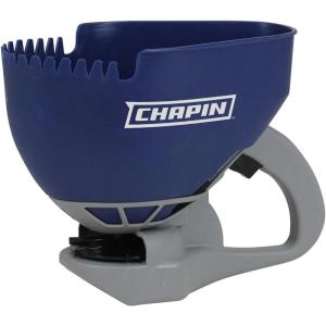 image:imageChapin 8705A 16Liter 03Gallon Ice Melt and Salt Hand Crank Spreader Poly Toothed Edge Scoop with Thumb Control Gate and Impeller Ideal for Small Spaces Blue