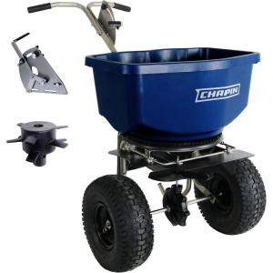 image:imageChapin USA 82400B Made in The USA 100pound Professional Rock Salt and Ice Melt Walk Behind Spreader Baffles 14 Tires T Handle Stainless Steel Frame Enclosed Gear Box Blue