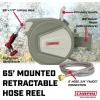 image:imageChapin 5997 Garden Hose Reel 65feet Retractable Wall Mounted HeavyDuty Case 180 Swivel Frame Mount Automatic Retract Locking Hose 10 Position Metal Garden Hose Spray Nozzle